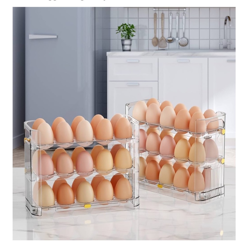 Egg Space Saver Storage Organizer 3 Three Tier Fridge NEW Cottagecore - Picture 13 of 16